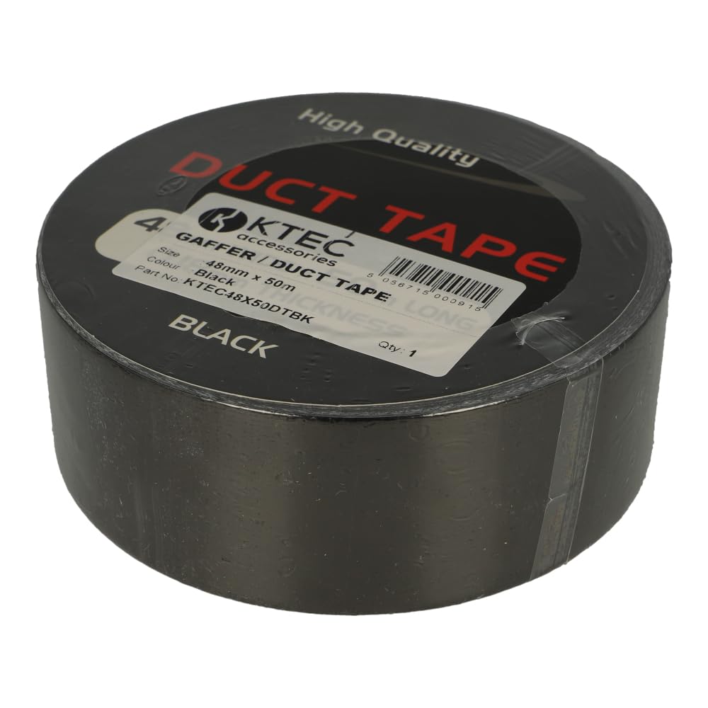 KTEC48X50DTBK | KTEC GAFFER/DUCT TAPE 48MM X 50M (BLACK) POLYCLOTH 50 MESH 0.18MM THICKNESS