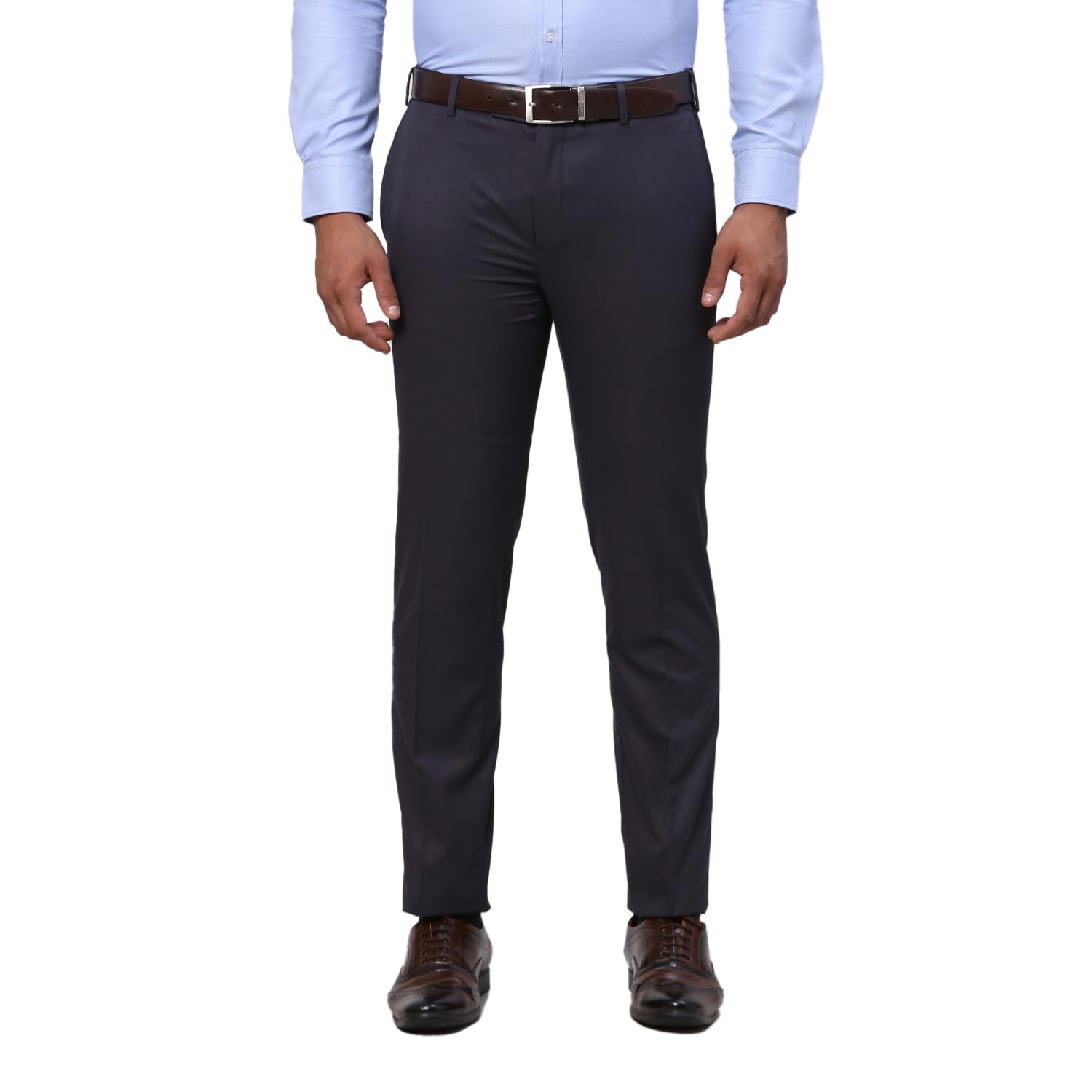 raymond Men's Mid Rise Slim Fit Solid Pattern Polyviscose Blend Flat Front Formal Trouser-picture-24