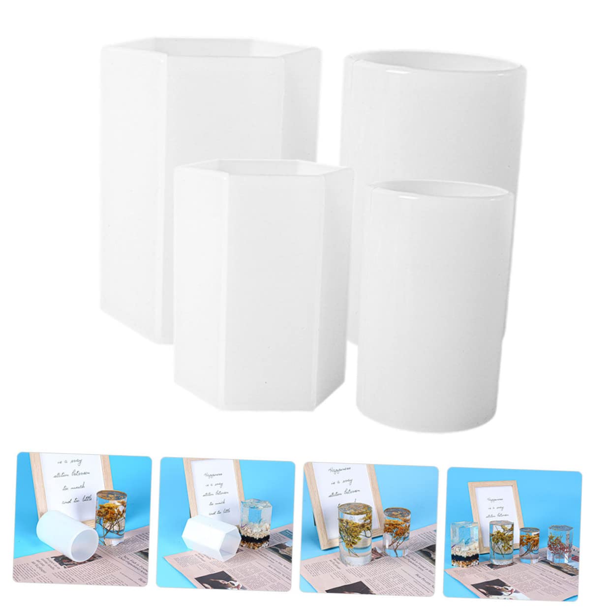 4 Piezas Molde Hexagonal de Silicona, Reutilizable para Velas Diy