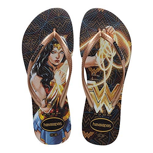 Chinelo Slim Heroinas, Havaianas, Feminino, Preto, 35.5