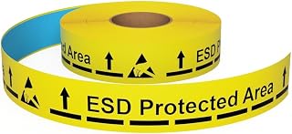 LeanStripe Aisle Striping 5S Floor Marking Tape (ESD Protected Area Text w/Hazard Symbol & Directional Arrows, Yellow, 2")