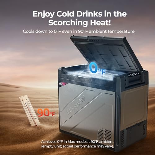 Image of BougeRV 12V Refrigerator Rocky V3.0 81QT, -4F~68F, Dual Zone Car Freezer | 12V Cooler with Independent Temp Control, Single or Dual Zone, Metal Exterior, Optional 240Wh Battery, Outdoor Car Camping RV