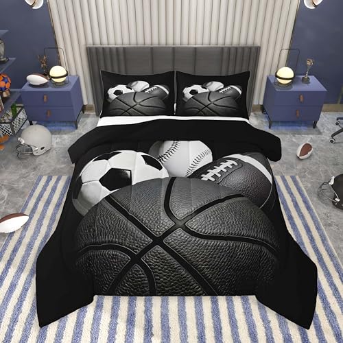 Image of Feelyou Boys Sports Comforter Set Full Size 3 Pcs for Kids Boys Girls