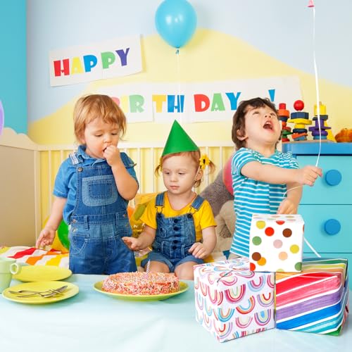 AiQInu 3 Rolle Geschenkpapier 43x300cm, Geschenkpapier Set, Geschenkverpackung für Weihnachten, Geburtstage, Partys, Hochzeiten, Babypartys