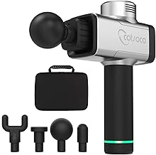 Jancane Pistolet de massage à percussion sans fil à 5 vitesses pour les tissus profonds et les muscles avec technologie Quiet-Glide - Argenté