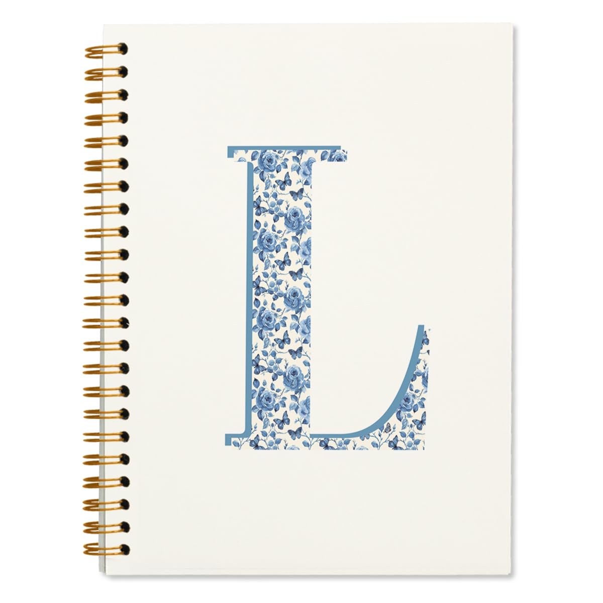 ShowDraven Blue Cute Initial Notebook Journal Diary Libretas Escolares L, Cute Preppy Personalized Notebook Gifts for Teen Girls Women Kids,Preppy