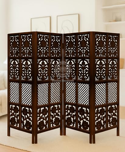 Image of Wooden Partition for Living Rooms Wall Dividers,Screen Separator Wall Divider for Hall Wall Panels for Living Room /Kitchen /Bedroom /Office /Restaurant (5-feet 4 Panel)