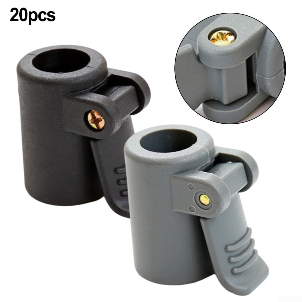 Zeltstangen-Einsteller, 20 Stück, robuster Kunststoff, 16 mm bis 19 mm, verstellbarer Klemmgriff für Zeltvorzeltstange