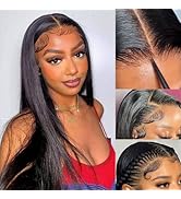 JONAWOON 22Inch Straight Lace Front Wigs Human Hair Pre Plucked with Baby Hair 180%Density 13X4 H...