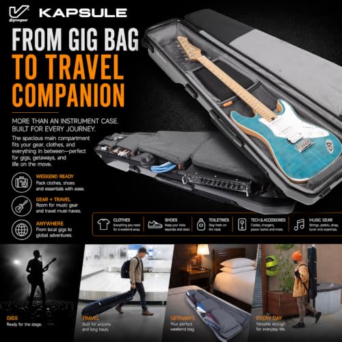 Image of Gruv Gear Acoustic Guitar Case Hard, Patented Acoustic Guitar Gig Bag with Adjustable Backpack Straps, Easy Rolling Wheels, Travel Approved, Multiple Pockets for Guitar Accessories, Holds 1 Instrument