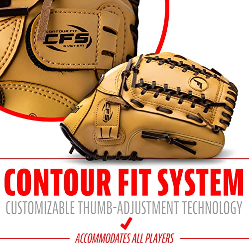 Image of Franklin Sports Field Master Baseball and Softball Gloves for Adults, Youth, and Kids - Durable and Soft Synthetic Leather - Adjustable Fit - Right Hand Throw - 12 inch in. Infield - Camel Brown