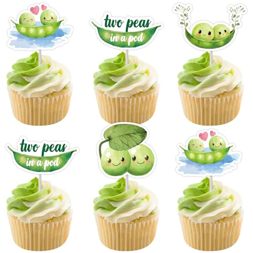 Adornos para tartas de guisantes con temática de verduras verdes para cumpleaños de niños pequeños