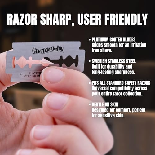 50-Pack Platinum Double Edge Razor Blades - Premium Swedish Stainless Steel Safety Razor Blades - Platinum Coated Blades For Smooth and Comfortable Shaves - Fits Most Safety Razors
