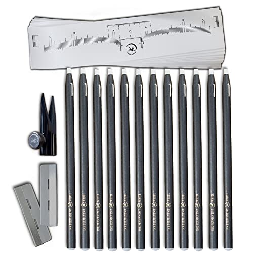 Ink Permanent [12 Pack] Brow Mapping Pencil, Microblading Pencil For Eyebrows, Brow Pencil Mapping Kit For Brow Mapping, Microblading, Permanent Makeup With Eyebrow Pencil Sharpener - Eyebrow Shaper And 10 Eyebrow Ruler; Eyebrow Mapping Kit For Henna, Brow Mapping, Permanent Makeup, Microblading; Eyebrow Tattoo Pencil; Eyebrow Mapping Pencil; Eyebrow Pencil White #TOP6