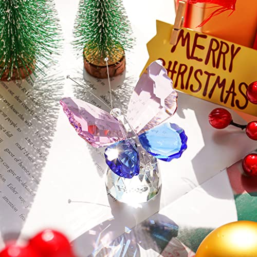 Image of H&D Crystal Butterfly Figurine Collection Animal Statue Home Glass Table Decoration