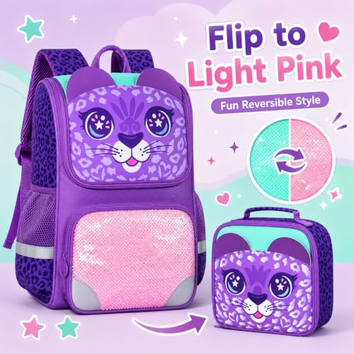 Image of KLFVB 3PCS Backpack for Girls and Boys, 15 inch Unicorn Dinosaur Bookbag with Lunch Box, Kids Preschool School bag
