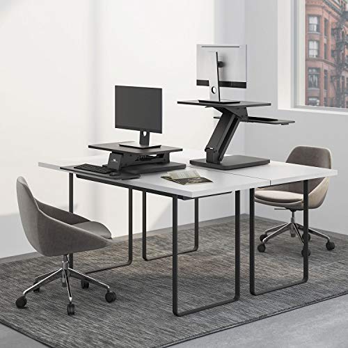 Maclean MC-882 Schreibtischaufsatz Arbeitstation Sitz-Steh Höhenverstellbar Schreibtisch Computertisch Gasfeder, Schwarz
