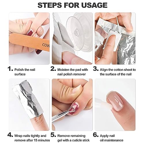 Qufiiry 200 Pcs Foil Nail Wraps, Nail Foils for Gel Nails, Nail Wraps, with Pre-attached Lint-Free Cotton Pads, Acetone Gel Polish Remover, for Fast & Gentle Soak Off Gel Polish Removing - Image 4