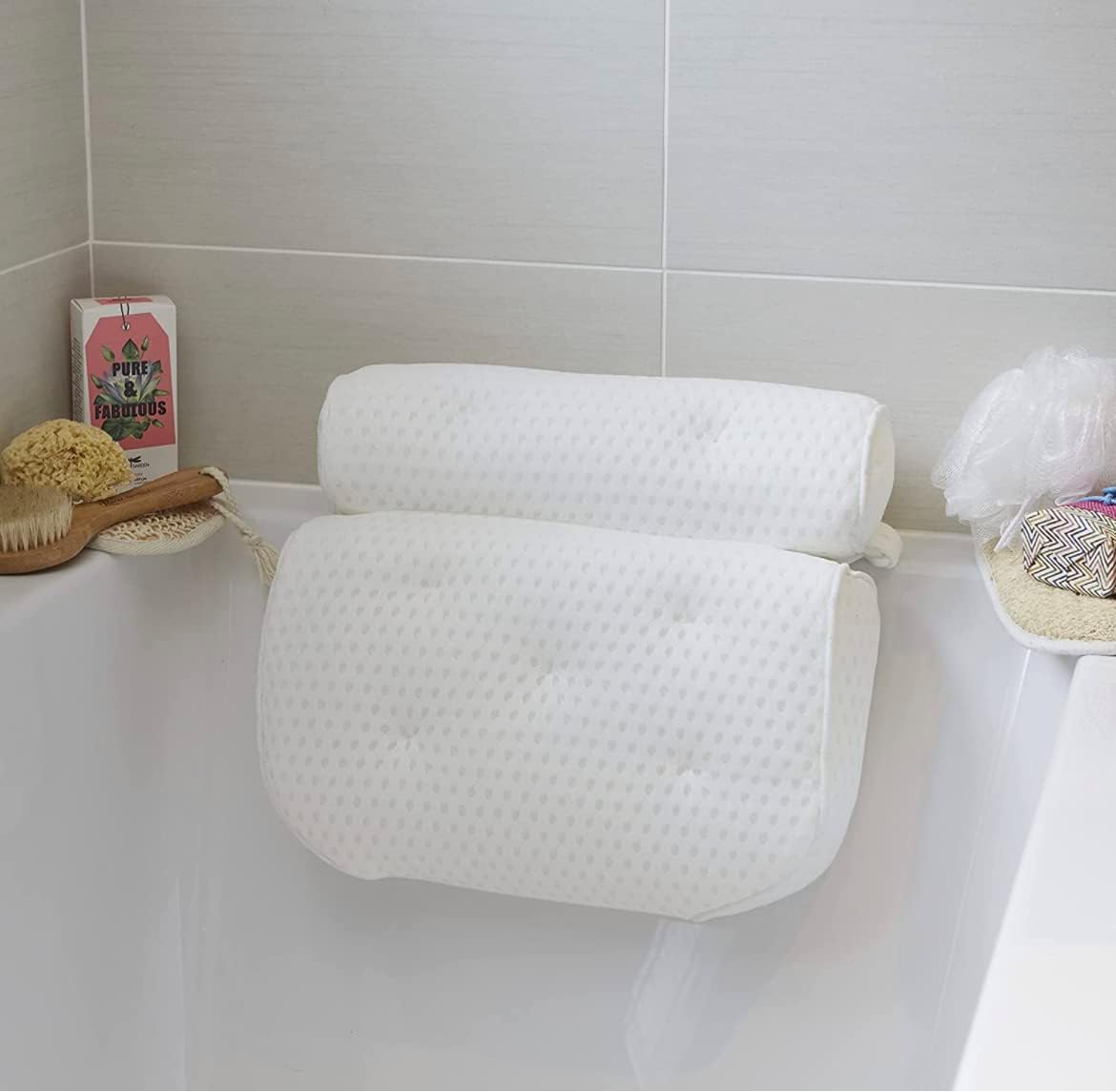 Comfort White Waterproof Bath Pillow - Relax and Unwind! Bath neck ...