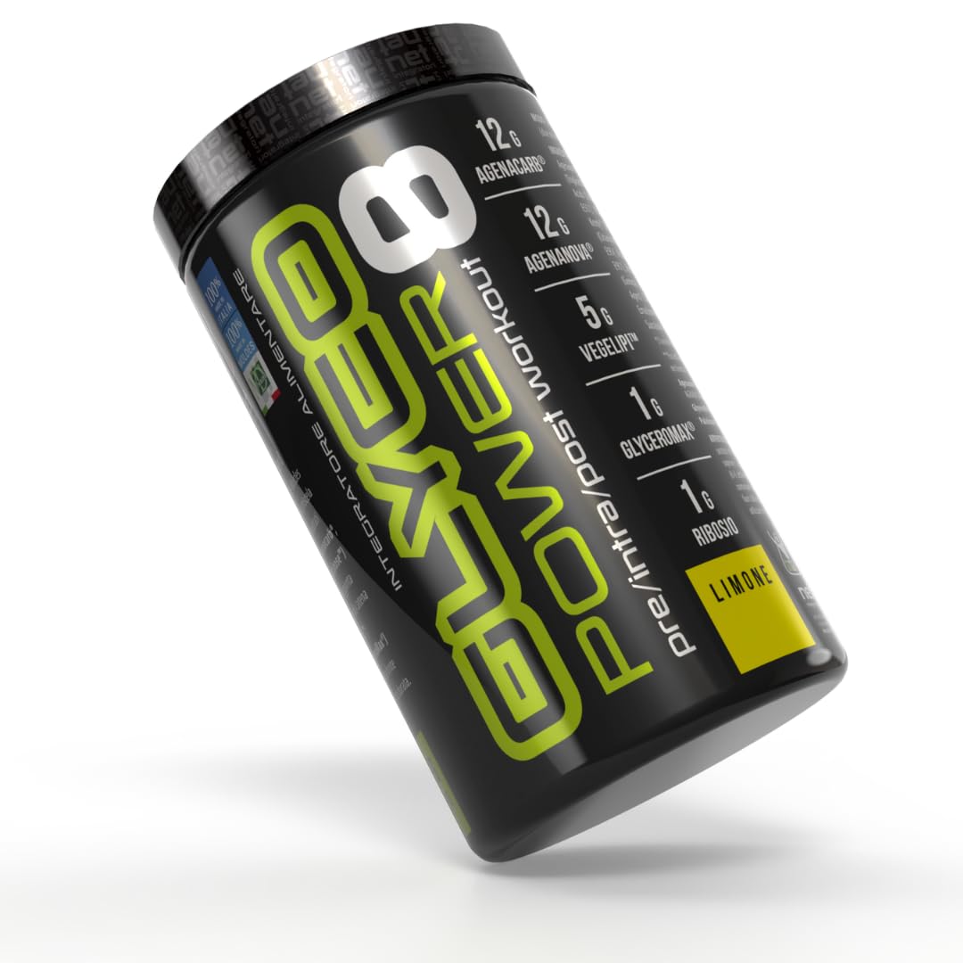 Net Integratori GLYCOPOWER 8-455g Limone - Carboidrati in Polvere - Massimizza la Resistenza Fisica e il Recupero Muscolare, Fonte Energetica A Lunga Durata, Pre-Intra o Post Workout