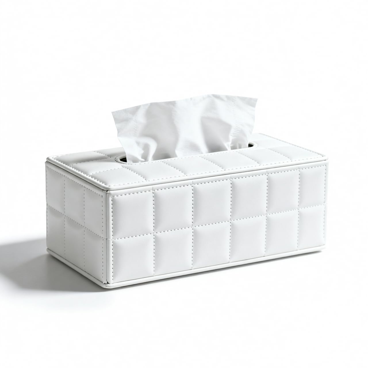 ShineHomes Water Resistant PU Leather Tissue Box Holder (25x14x9.5cm) for Home & Office & Car, Tissue Box Cover Leather (White)