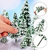 Skylety 35 Pieces Model Trees 6.3-1.2 Inch Mixed Miniature Trees Diorama Supplies Fake Plants Train Scenery Landscape Christmas Village Architecture DIY Crafts(Green,Snowy Cedar) #2