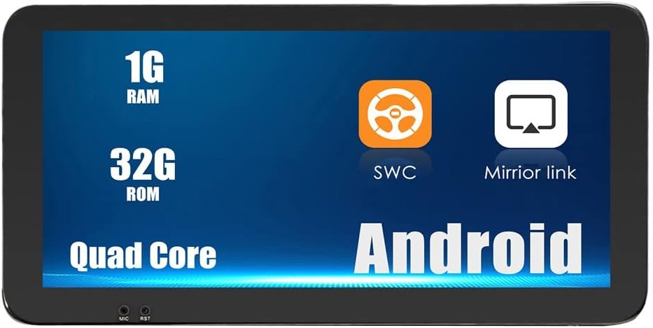 Universal Android Autoradio FM Radio Car Navigation Stereo Pad Multimedia Player GPS 10.33" IPS Touch Screen Display BT WiFi 1 Din Headunit Tablet Quad Core 1G+32G Rotatable