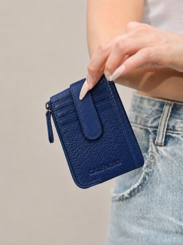 Image of Calfnero Genuine Leather Card Holder & Key Case for Men & Women | Slim Wallet with Zipper Pocket, Card Slots & Key Chain | Compact Travel Organizer