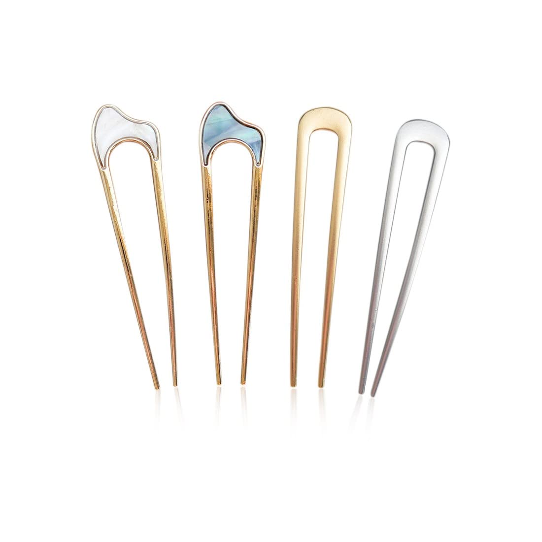 SIOPPKI 4 Pieces Metal U Shaped Hairpins, French Hair Pin, Hair Chignon Pins, Metal Hair Pin Fork Sticks, 2 Prong Bun Hairstyle Accessories for Women (metal)