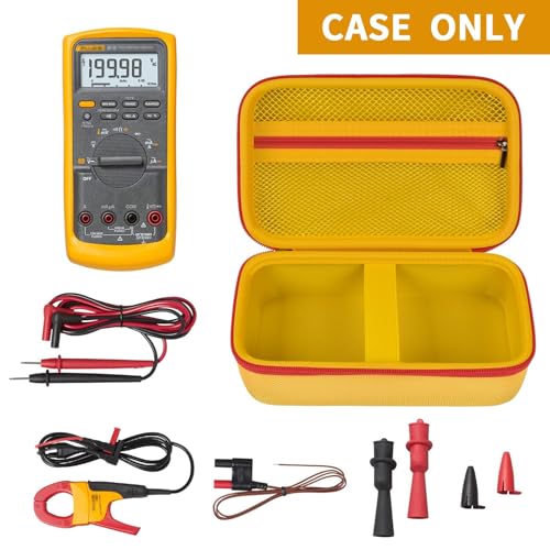 Image of Comecase Hard Case for Fluke 87V /88V /15B+ /17B+ and More Digital Multimeter | Hard Shell with Mesh Pocket & Elastic Strap, Stores Meter and Leads for Jobsite, Workshop and Travel, Yellow, Case Only