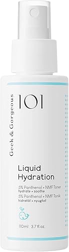 Geek & Gorgeous Hidratación líquida  Niebla tóner ligera con 5% de pantenol y factores hidratantes naturales  Hidrata y calma todo tipo de piel  1 oz