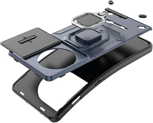 Vista 51 de Compatible con carcasa de soporte Honor 90 5G, con cubierta deslizante para lente de cámara compatible con funda Honor 90 5G REA-AN00 REA-NX9