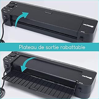 Waytex Plastificatrice A3, A4, A5, A6, A7 Pro, fino a 2 x 150 micron, temperatura regolabile per uso professionale, confezione con 100 buste A4 + 100 buste A3 + 1 rotella