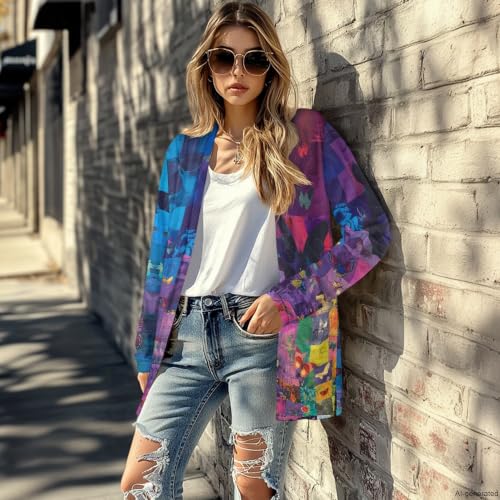 Image of Cardigan Sweaters for Women Long Sleeve Cardigan Soft Drape Open Front Fall Dusters V-Neck Jackets Dressy Loose Coat