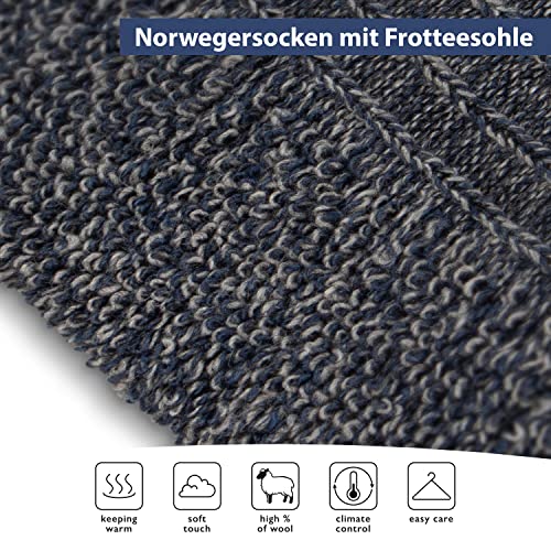 Footstar Heren winter wollen sokken (6 paar) Noorse sokken met badstof pluche zool - Afbeelding 4