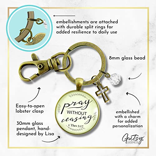 Gutsy Goodness PRKEYW005946 Prayer Keychain Pray Without Ceasing Bronze Faith Jewelry thumb #5