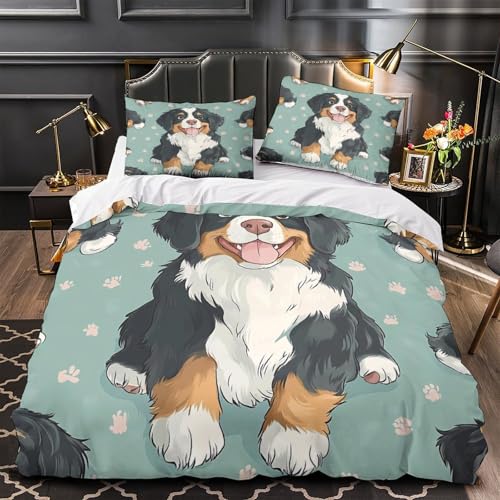 Housse de couette Bouvier Bernois fermeture éclair lit simple douce - 2