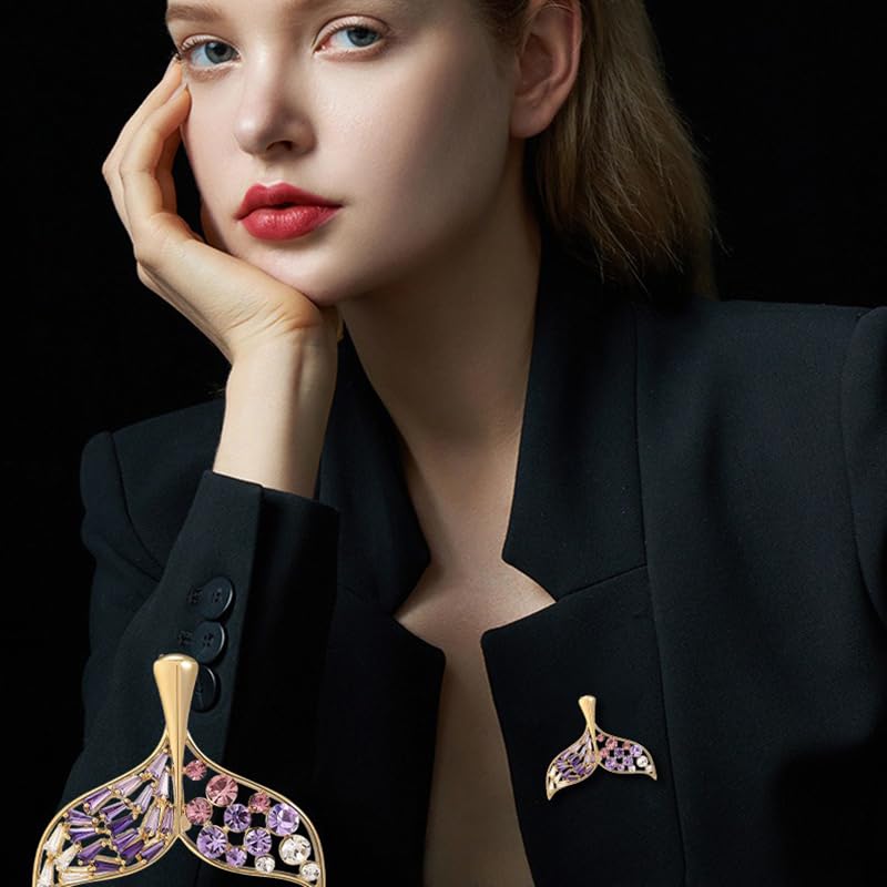 Image of Elegant Pearl Flower Designer Brooch Pins Broches Costume Jewelry For Women Fashion Christmas Gift (Mermaid Tail)