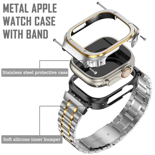 Image of MioHHR Stainless Steel Band with Case for Apple Watch Bands Ultra 3 /2 /1