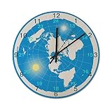 yyone Accurate Silent Non Ticking Battery Operated Wooden Decorative Wall Clock for Office Living Room Bedroom 10inch Flat Earth Round Wooden Wall Clock