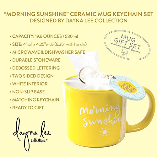 Eccolo Ceramic Coffee Mug And Keychain Charm, Large Tea Mug, Dishwasher/Microwave Safe - “Morning Sunshine”, Keychain And Stoneware Coffee Mug Set By Dayna Lee (Yellow, 19.6 Oz) #TOP1