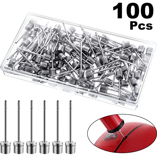 WILLBOND 100 Pack Ball Pump Needles Inflating Needles with Container Storage Box for Sports Balls, Football and Basketball