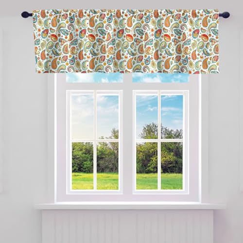 Castle Fairy Paisley Valance Curtains Colorful Exotic Boho Floral Pattern