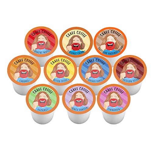 Image of Crave Beverages Flavored Coffee Pods Sampler, Compatible with 2.0 K-Cup Brewers, Assorted Variety Pack, 40 Count (Pack of 1)