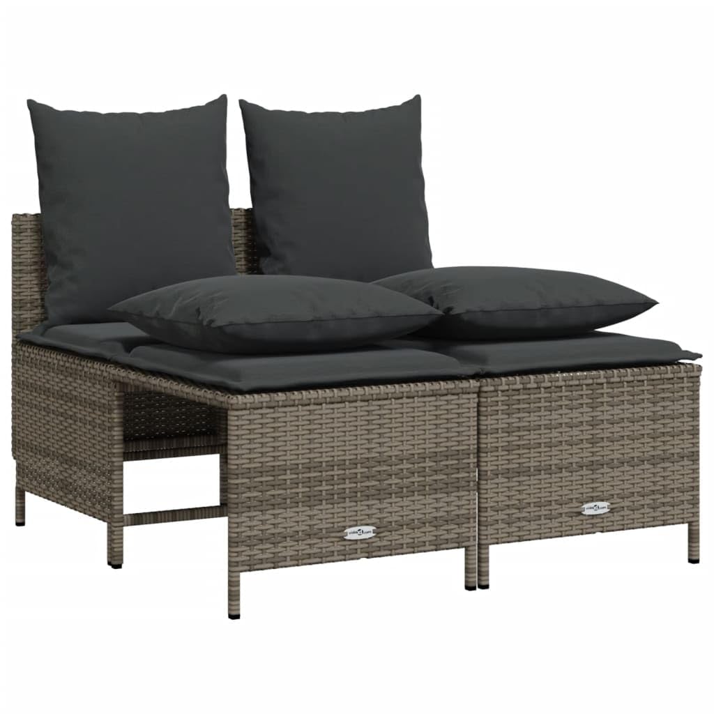 Salon de jardin 4 pcs en résine tressée avec coussins gris