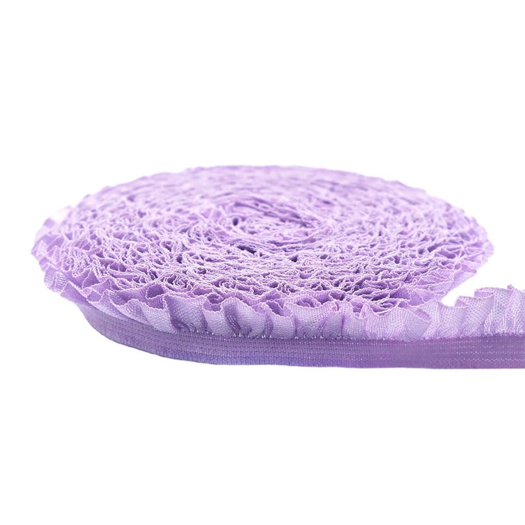 Spitzenborte, elastisch, 15 mm, glänzend, gerüscht, Dessous, Kleid, Nähen, Handwerk, 45,7 cm, 91,4 m pro Spule, helles Orchidee, 15 mm, #45,7 m