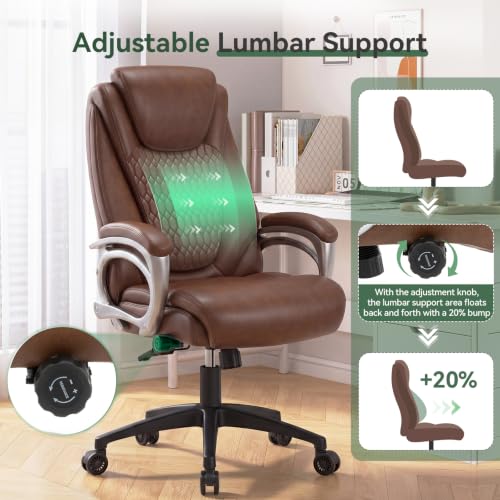 Image of Vogue Big and Tall Office Chair 500lbs Ergonomic PU Leather Lumbar Support