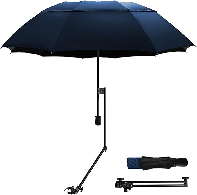 HOBVO UPF 50+ Golf Umbrella with Adjustable Universal Clamp, Portable Umbrellas for