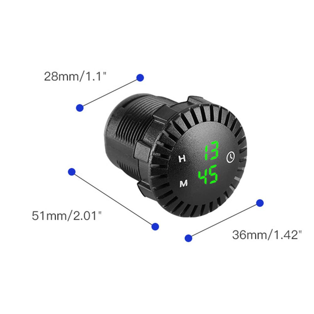 Asudaro Orologio Digitale LED per Auto 12V/24V - Piccolo Orologio da Cruscotto per Automobili, Navi, Fuoristrada, Camion, Barche, Aeroplani