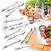 Dessert Flatware Set,Elegant Life 12-Piece Ceramic Handle Stainless Steel Dessert Fruit Cake Fork Spoon Set, 6Inches